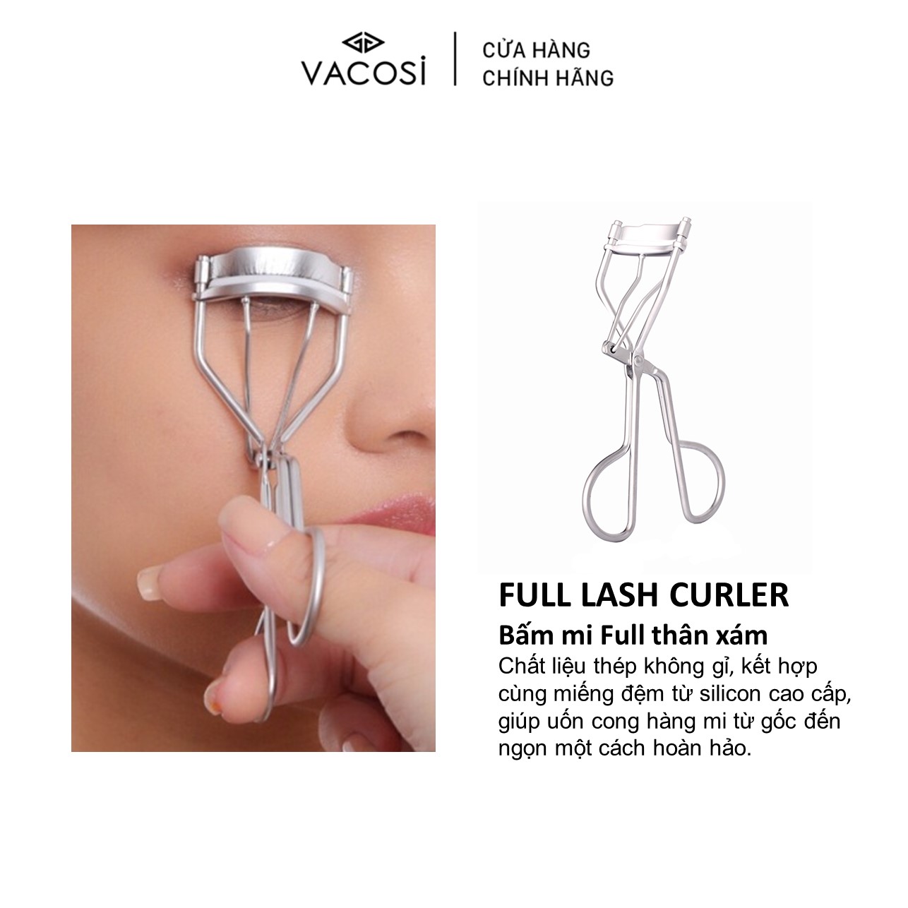 Bấm Mi Full Thân Xám - BM02 VACOSI FULL LASH CURLER