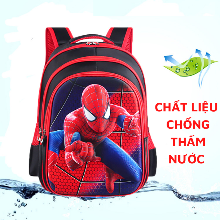 BALO CẤP1 SIÊU NHÂN NHỆN 3D CHO BÉ TRAI CHỐNG GÙ LƯNG CHỐNG THẤM NƯỚC