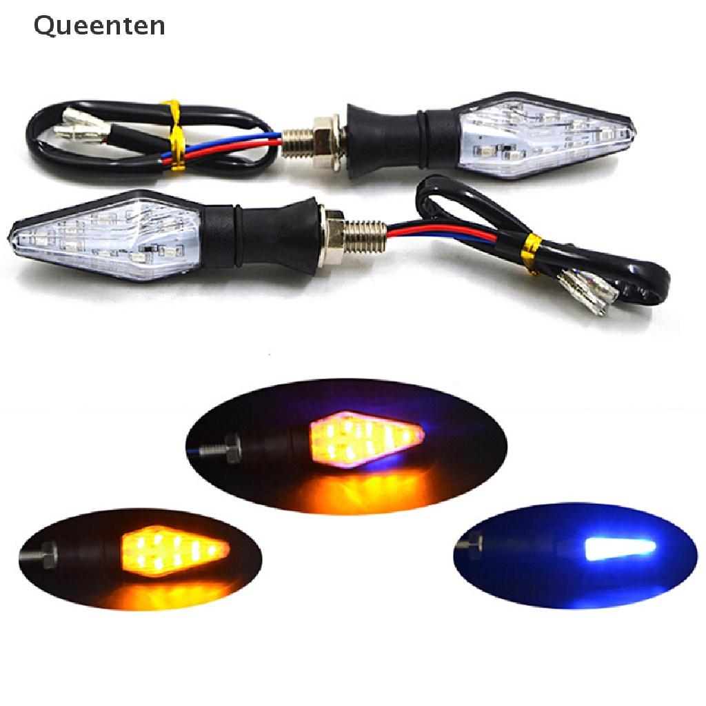 Queenten 12LED Amber+Blue Motorcycle Turn Signal Indicator Light Blinker Universal QT