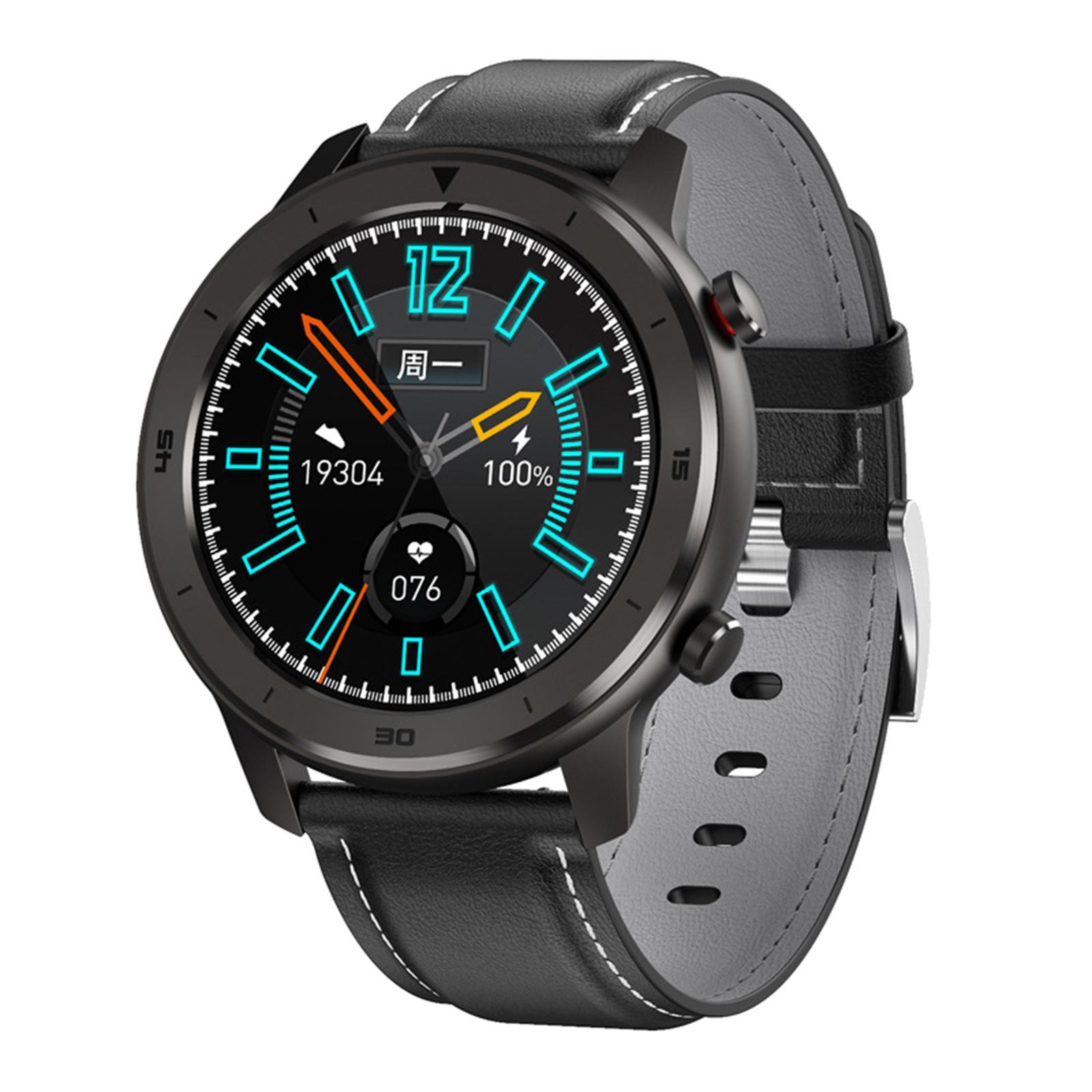 DT78 Smart Wrist Watch Bracelet Heart Rate Black PU Leather