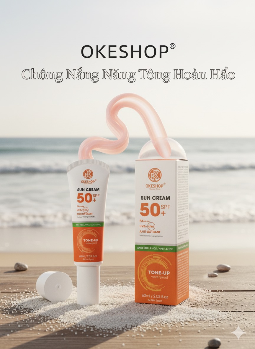 Kem Chống Nắng OKESHOP 60ml SPF 50+ PA++++ Anti-oxydant Tone - Up - Bảo Vệ Da Tuyệt Đối - Anti-Brillance / Anti-shine