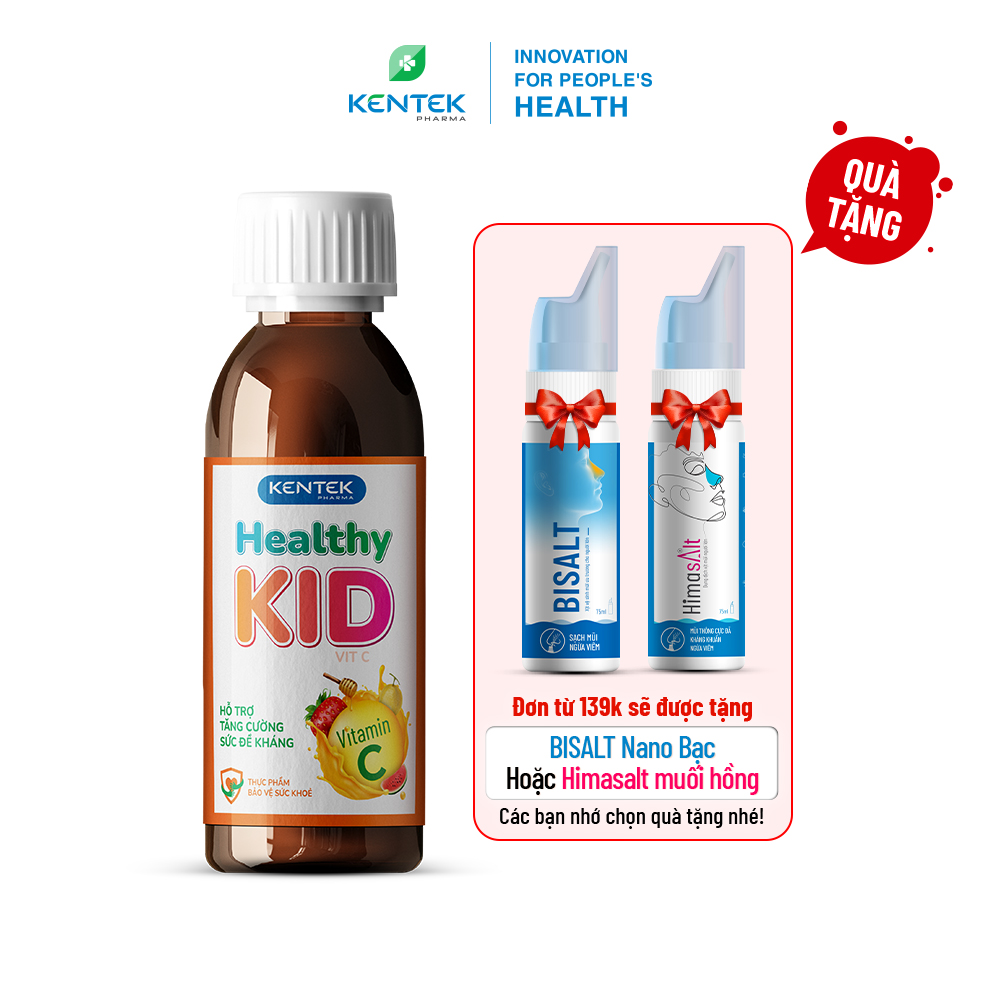 Siro vitamin C bổ sung đề kháng, dành cho trẻ em HEALTHY KID VIT C | Kentek Pharma | Chai 100ml