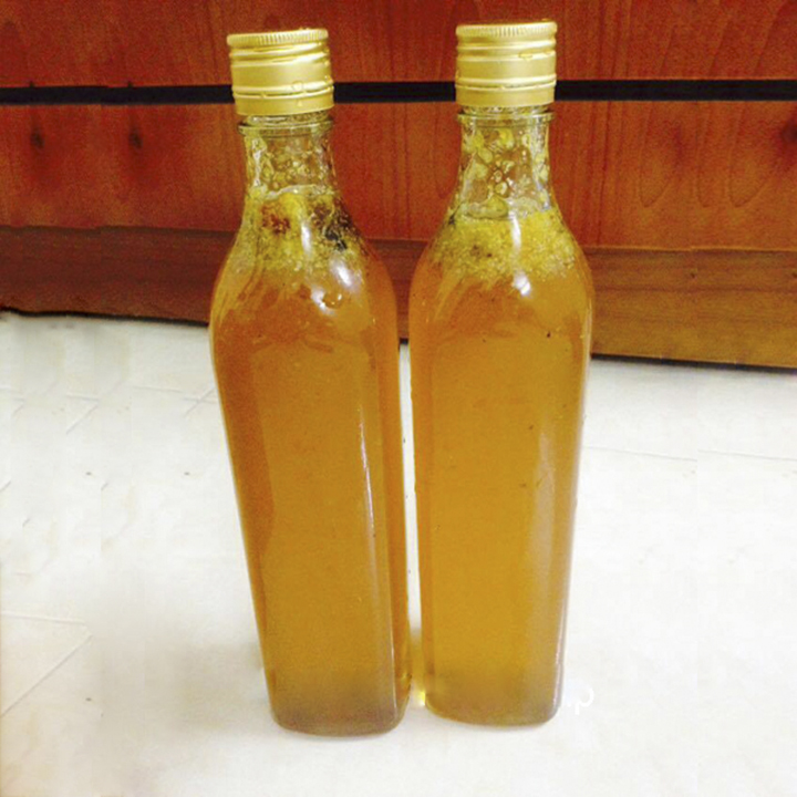Bộ 2 chai thủy tinh vuông nắp nhôm vàng 500ml, dùng đựng mật ong, nguyên liệu pha chế