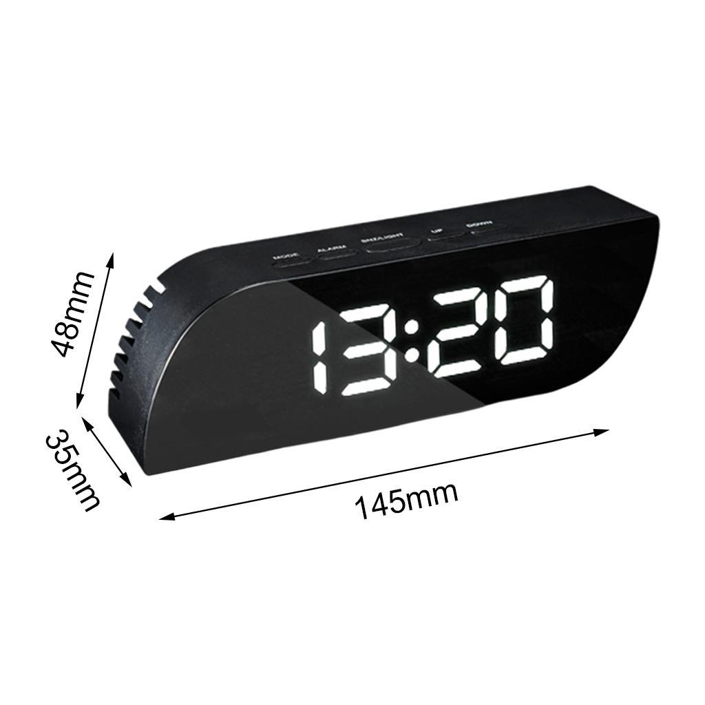 USB Large Digital LED Alarm Desk Snooze Mirror Bedside Clock