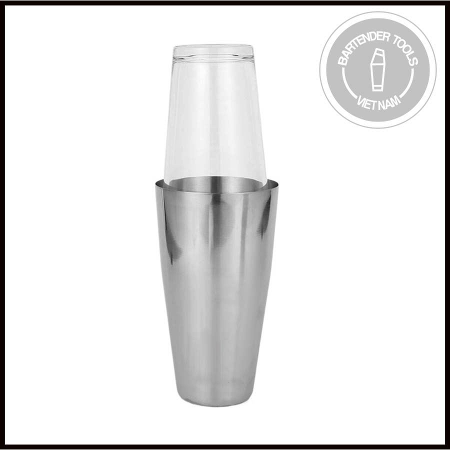 Boston shaker thủy tinh inox 450/800ml - Bình lắc 2 mảnh inox thủy tinh