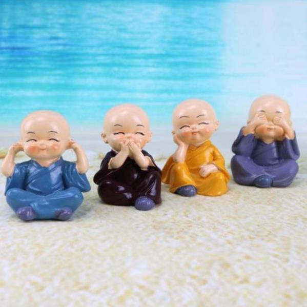 Combo 4 Chú Tiểu Tứ Không Trang Trí Ô Tô, Góc Làm Việc, Bàn Tivi Siêu Đẹp