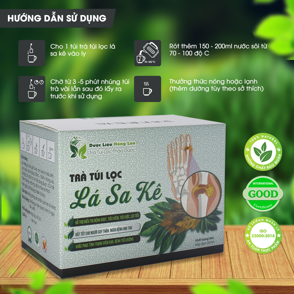 Trà Túi Lọc Lá Sa kê 60g (20gói x 3g) Dược Liệu Hồng Lan