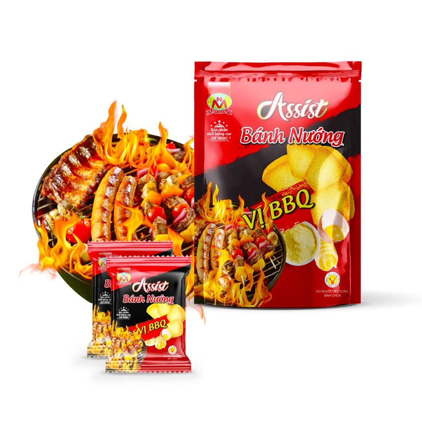 220g Bánh nướng Assist VỊ BBQ phô mai MỸ NGỌC