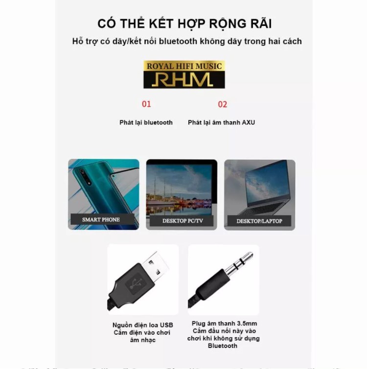 Loa máy tính 2.1 có bluetooth RHM-RM220BT - Hàng chính hãng