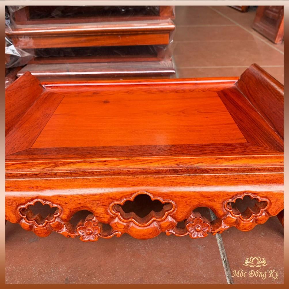 Khay trà trơn gỗ hương đục hoa mai