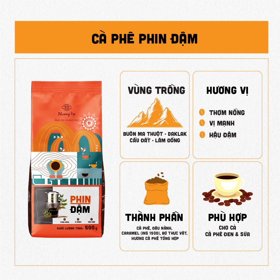 Cà Phê Gu Truyền Thống - Phin Đậm - 500g - Phương Vy Coffee