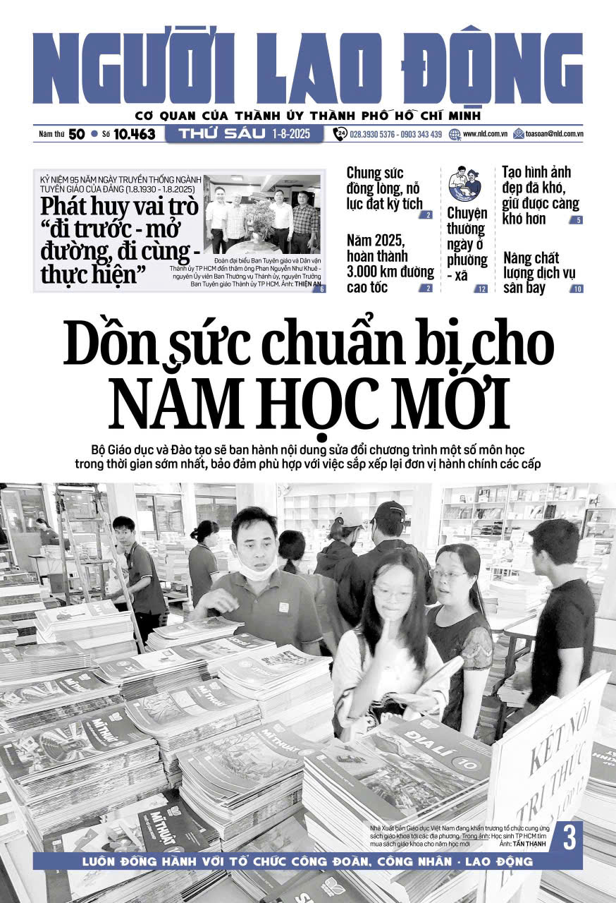 Nhật báo Người Lao Động từ ngày 29-07-2025 đến 03-08-2025