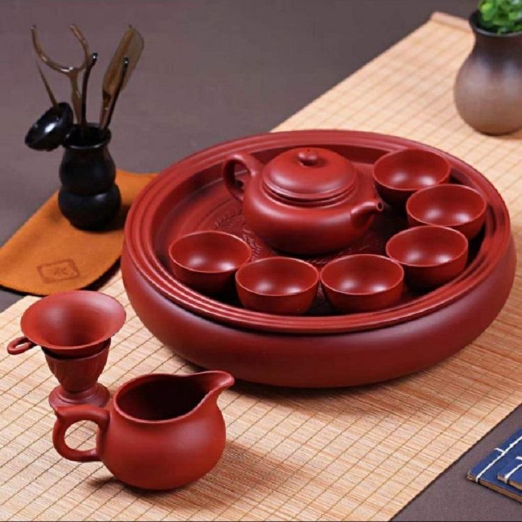 Bộ ấm trà tử sa gốm sứ cao cấp , có kèm khay, bộ ấm chén pha trà - gd218
