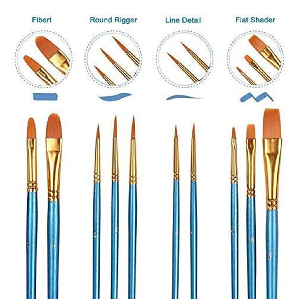 10Pcs Premium Artist Paint Brush Set Professional Brush Watercolor Acrylic Oil Painting DIY Art Tools with 6 Pcs Paint Tray Palette for Kids Adults