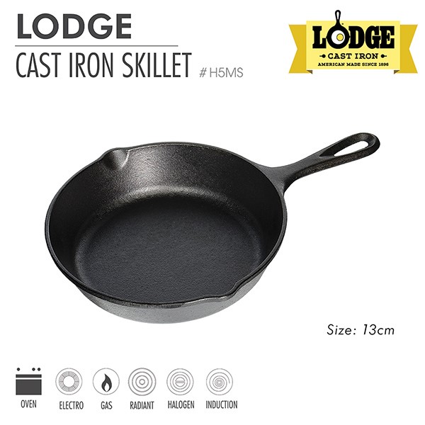 [Chính hãng LOGDE - MỸ] Chảo gang đúc chính hãng Lodge 13cm - H5MS. Chảo dùng chiên 1 quả trứng, nướng miếng beefsteak, bát cơm chiên 1 người.