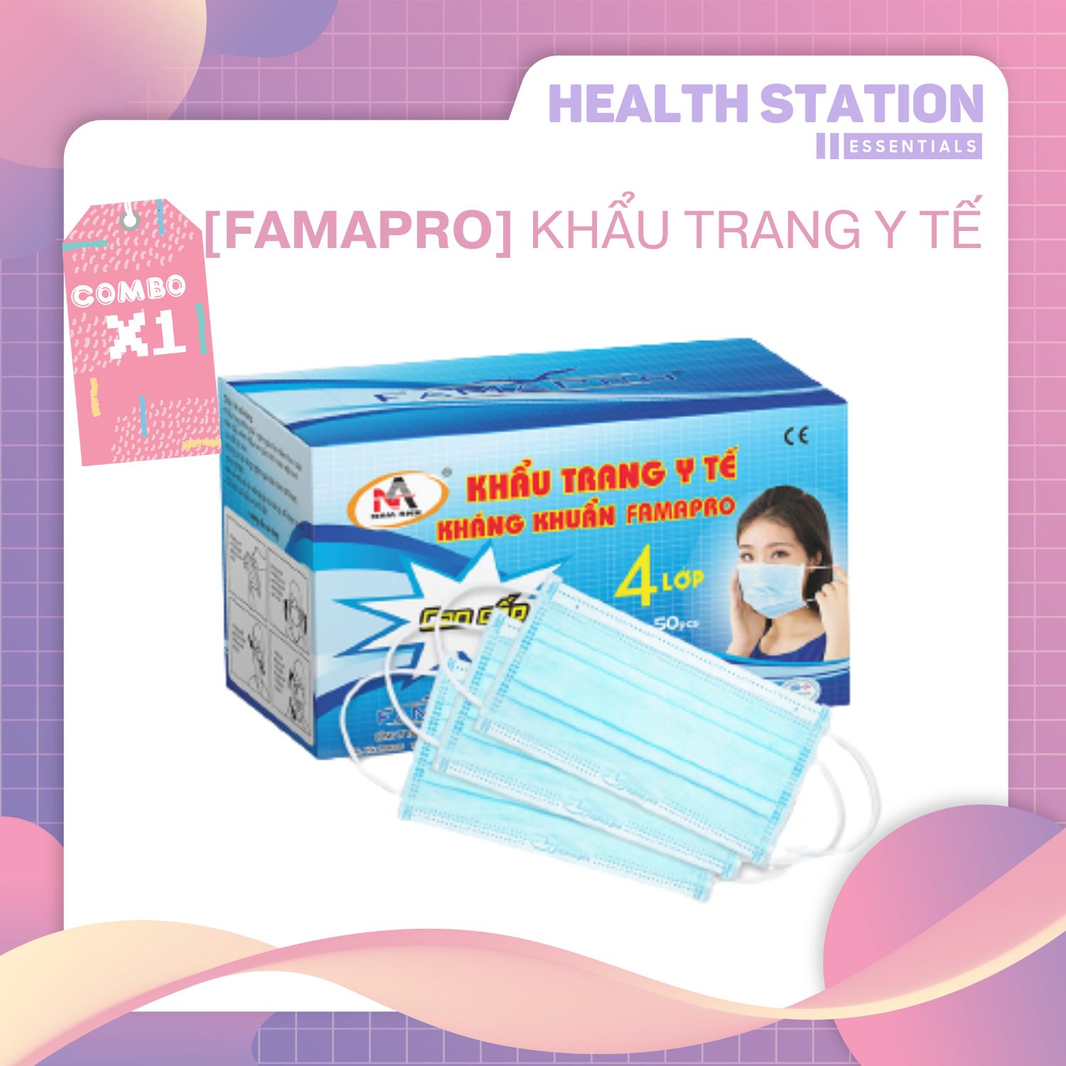 [FAMAPRO - 50 CÁI/ HỘP] Khẩu trang y tế kháng khuẩn 4 lớp Famapro