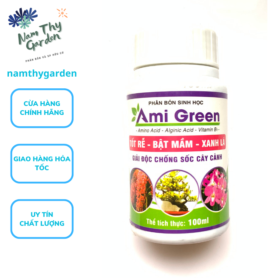 Phân bón sinh học Ami Green tốt rễ - bật mầm - giải độc, chống sốc ,xanh lá