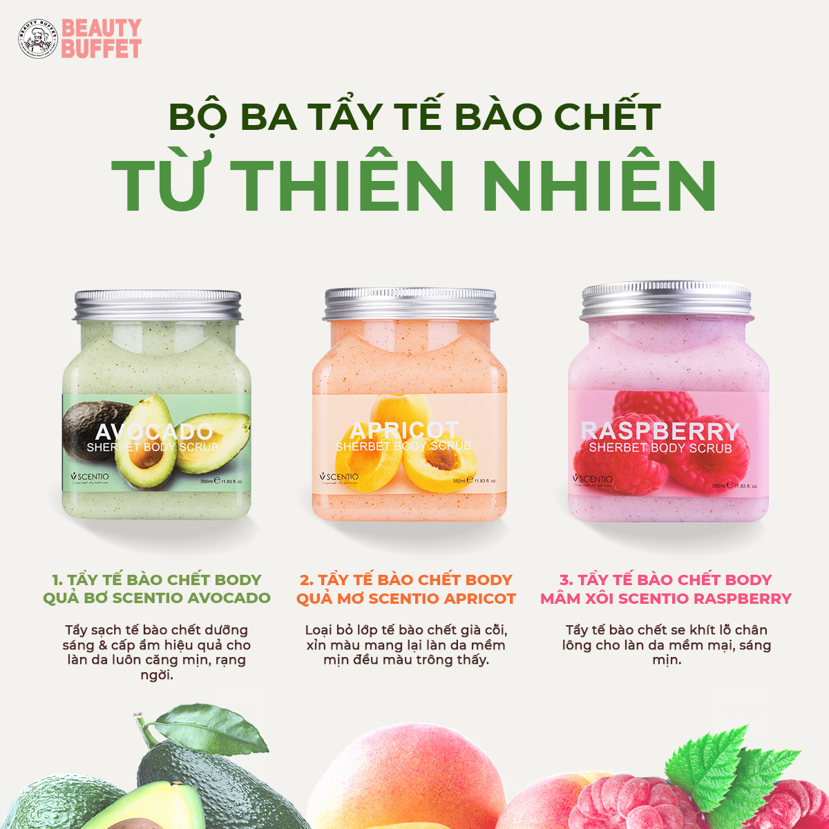 Tẩy Tế Bào Chết Toàn Thân Dưỡng Ẩm Và Sáng Mịn Da Hương Bơ Scentio Avocado 350ml