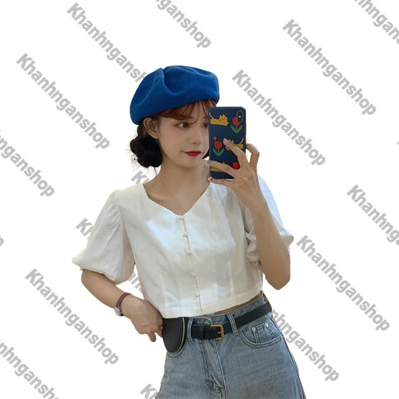 Áo croptop áo kiểu cổ v xinh đẹp