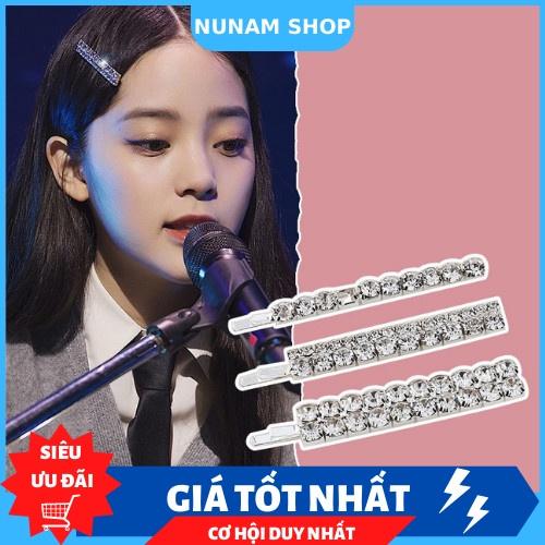 Set 3 kẹp tóc kim loại đính đá lấp lánh sáng đẹp idol hàn quốc Nunam Shop