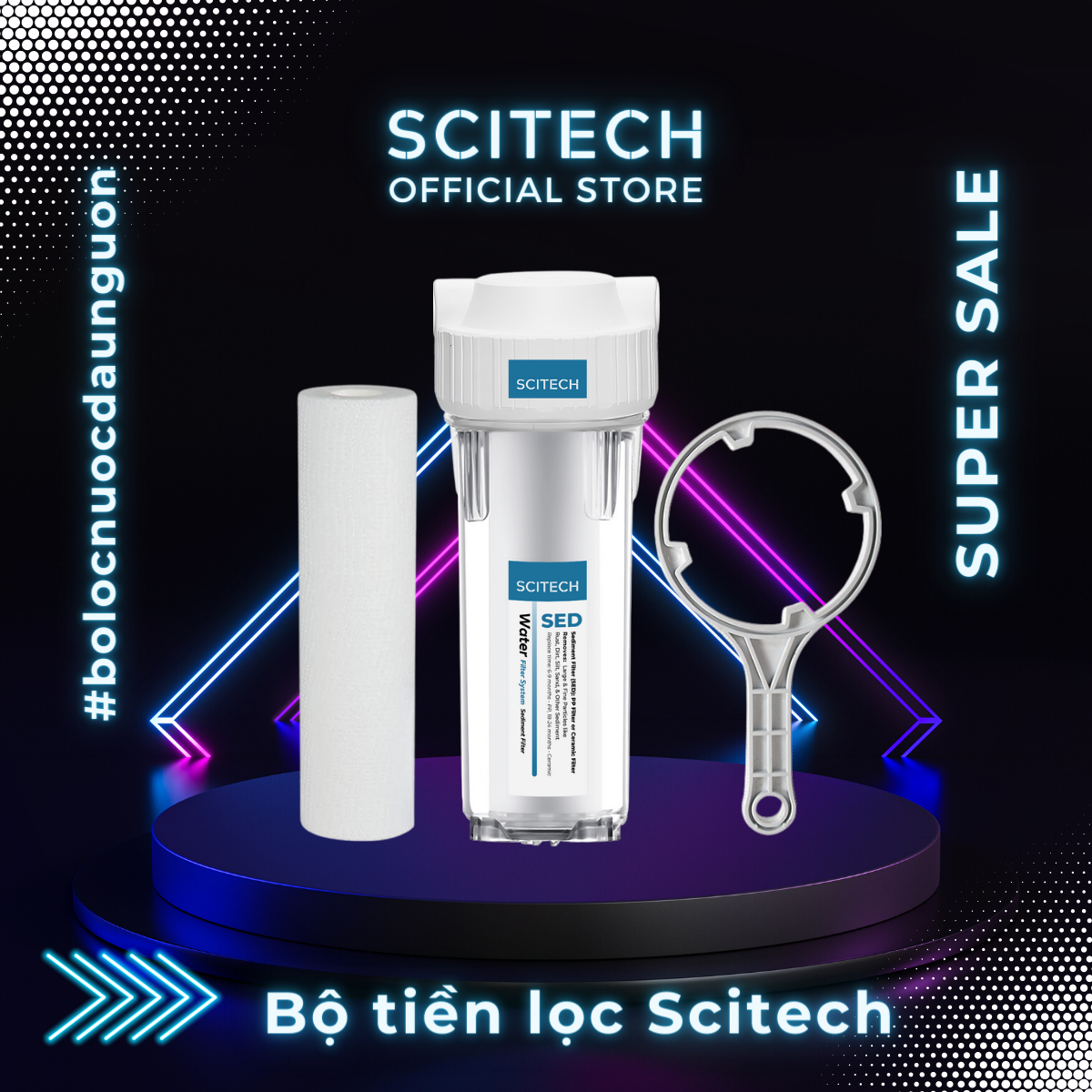 Bộ lọc nước sinh hoạt, bộ đơn lọc thô 10 inch by Scitech - Hàng chính hãng