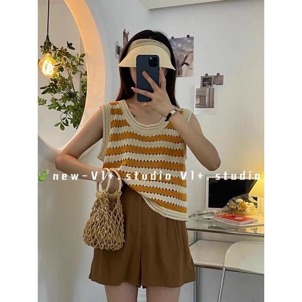 Áo ba lỗ nữ len dệt kim lỗ QC 3 màu hot hit
