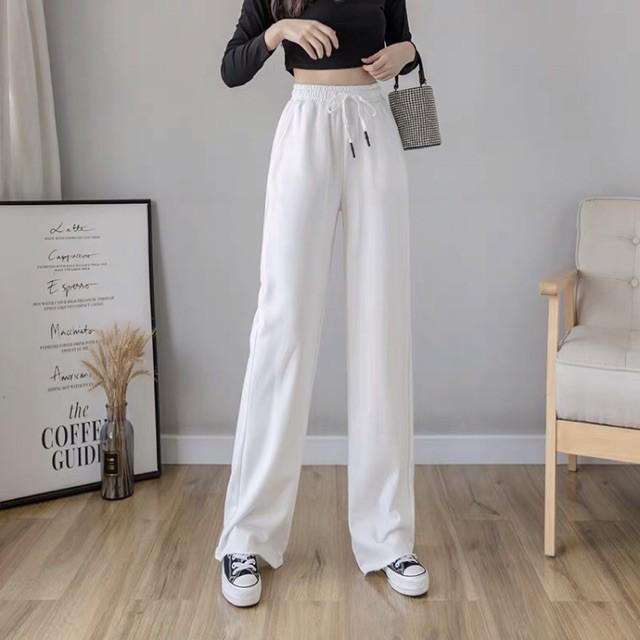 Quần jogger nữ rách line ống rộng dáng suông dài chạm gót 3 màu