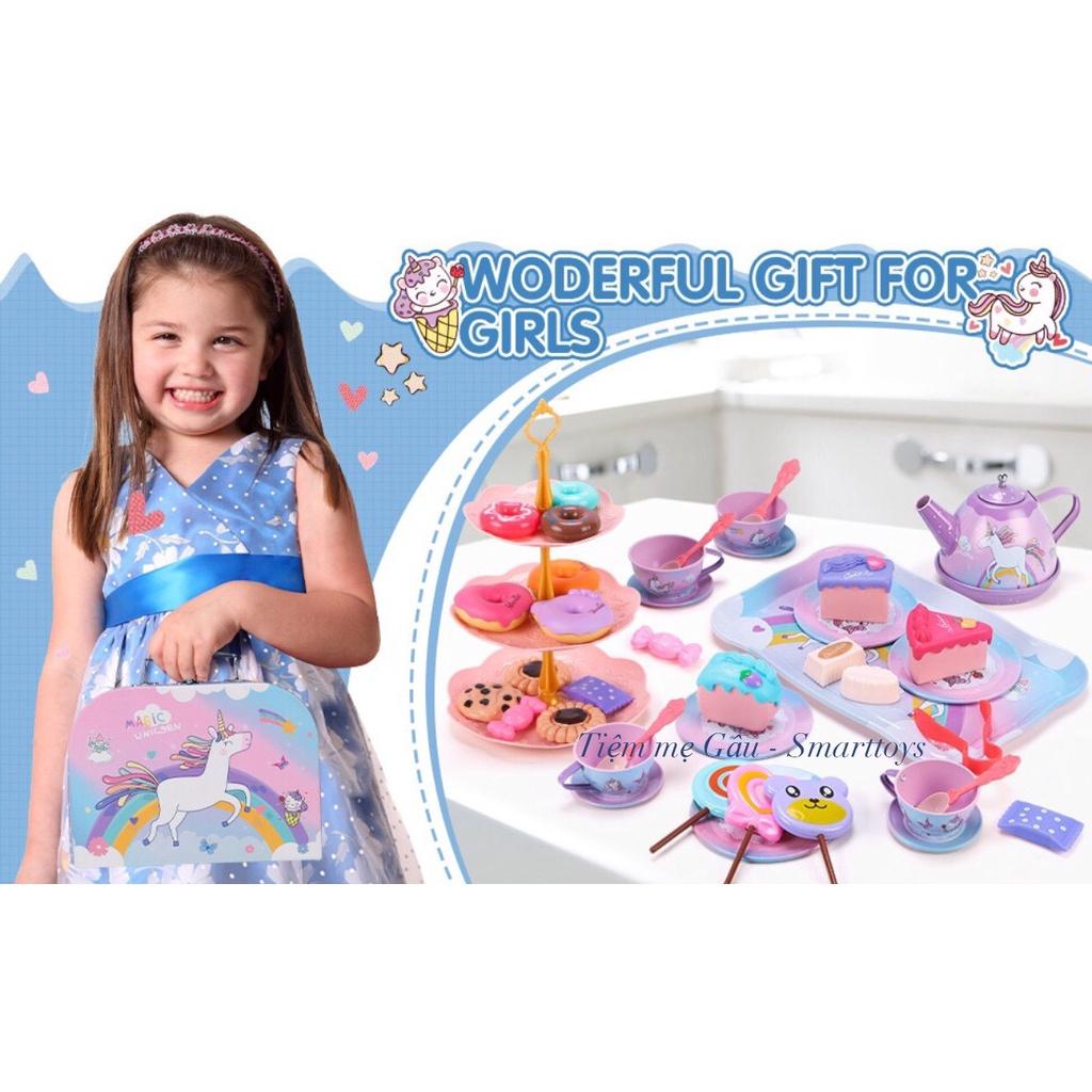 ĐỒ CHƠI HOT NHẤT 2023 BỘ ĐỒ CHƠI CAO CẤP VALY TIỆC TRÀ BÁNH PONY TEA PARTY SET 48PCS CỰC SANG CHẢNH CHO BÉ GÁI