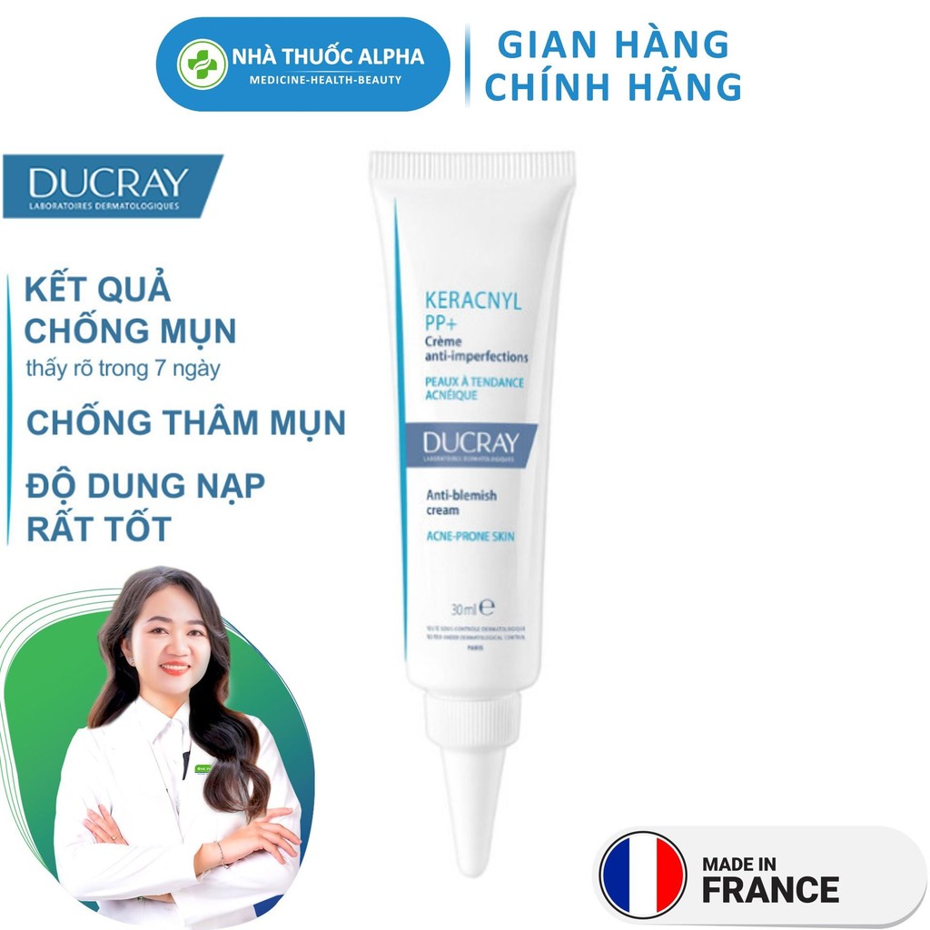 Kem làm giảm mụn, cân bằng dầu và mờ vết thâm Ducray Keracnyl PP+ 30ml