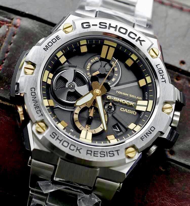 Đồng Hồ Nam Dây Thép Casio G-Shock GST-B100D-1A9 Chính Hãng - Bluetooth - Năng lượng mặt trời