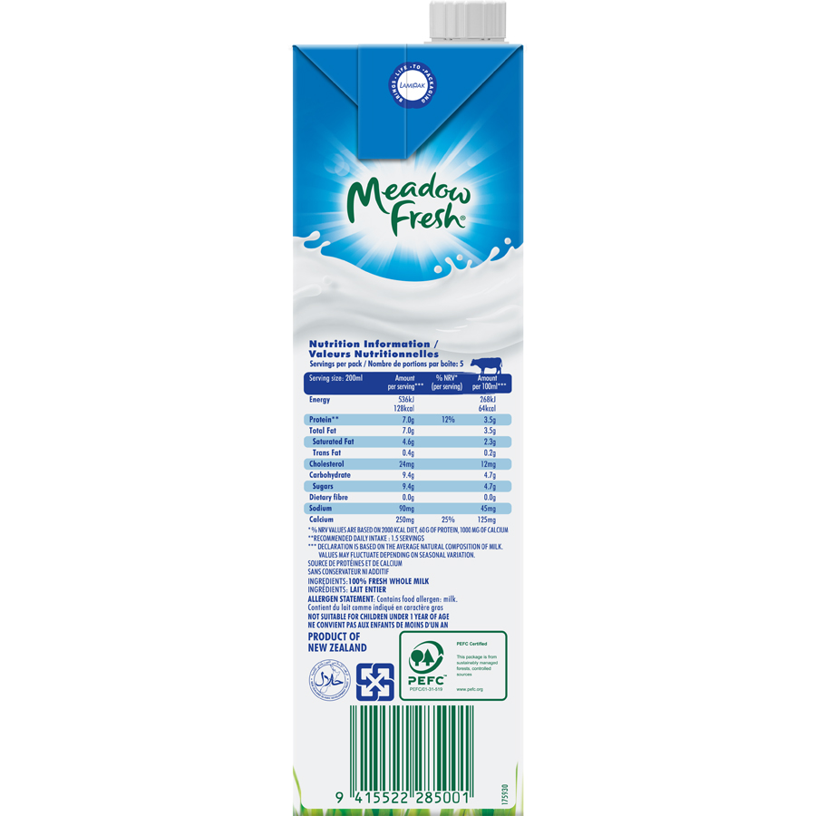 Thùng 12 hộp Sữa tươi tiệt trùng nguyên kem Meadow Fresh 1L hàng New Zealand