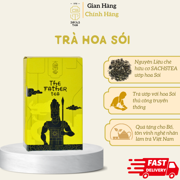 Trà xanh hoa sói PTFT0075 SACHS TEA 1773 chè hữu cơ thái nguyên ướp hoa cao cấp 75g/hộp