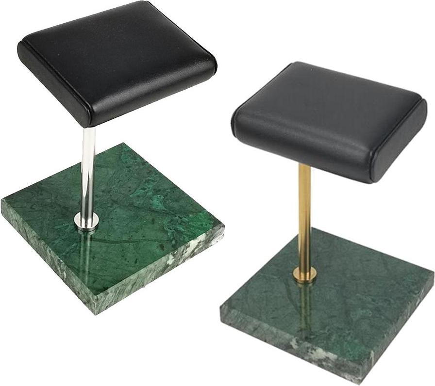 2pcs Green Marble Base & PU Watch Holder Stand Placement For Display