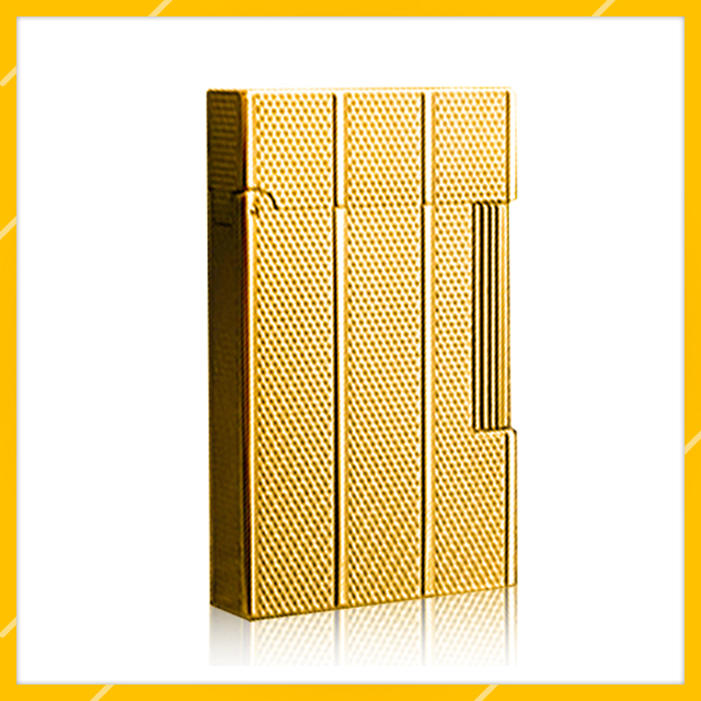 Vỏ Hột Quẹt Bật Lửa Upon D94V Họa Tiết Hình Thoi Mini Kẻ Dọc Màu Vàng - Dùng Gas Đá Cao Cấp