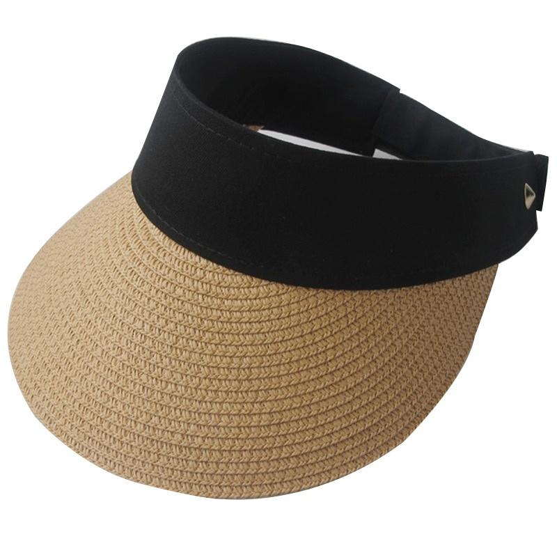 Fashion Women Empty Top Sun Visor Hat Magic Tape Summer Straw Hat Sun Visors Woman Hat Beach Caps Men and Women UV Protection