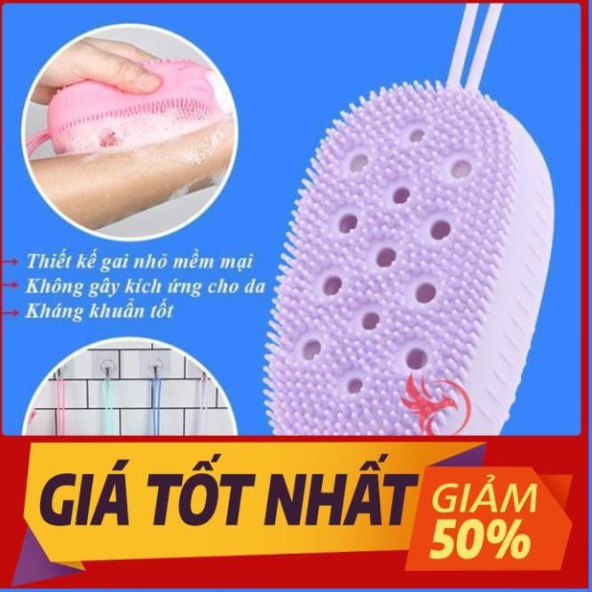 Bông tắm bọt biển silicon tạo bọt kỳ ghét cọ chà lưng tẩy tế bào da chết miếng mút 2 mặt lông siêu mềm