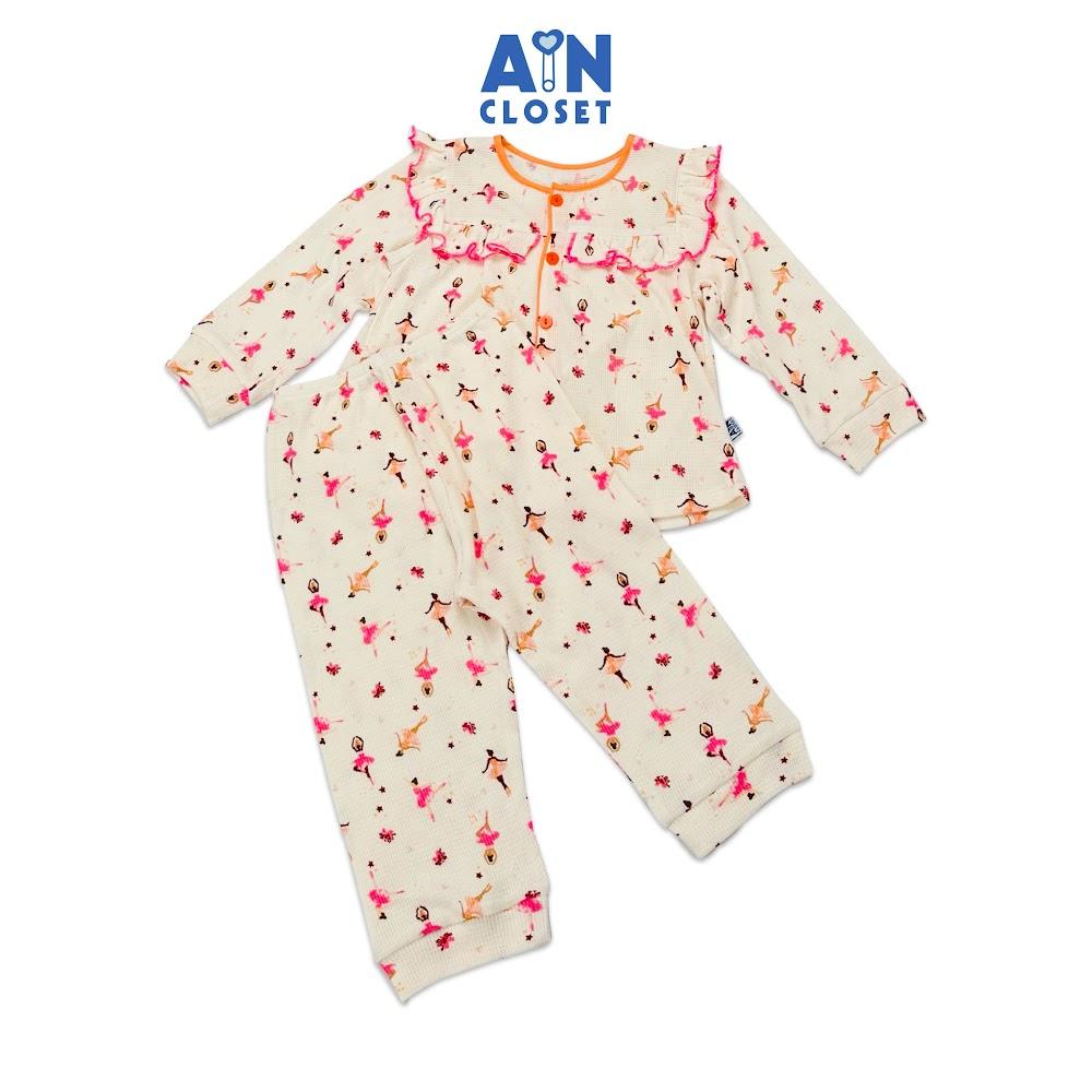 Bộ quần áo dài bé gai họa tiết Búp Bê hồng thun cotton - AICDBGVEGC8G - AIN Closet