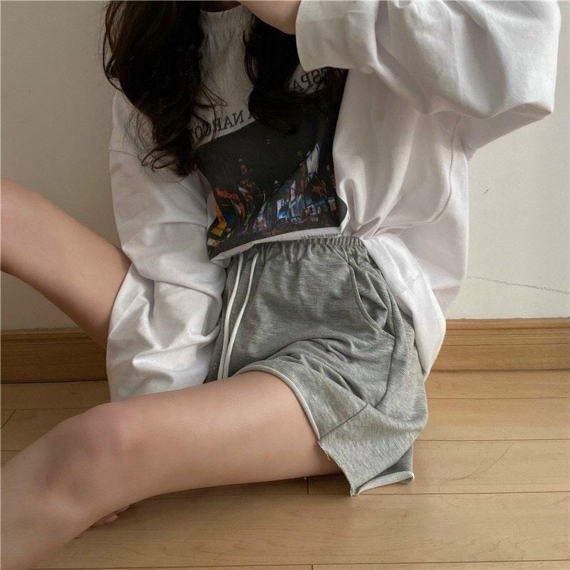 Quần short nữ vải thun cotton da cá unisex thể thao cao cấp ống rộng bigsize mặc nhà ngủ thời trang hàn quốc đẹp TRƠN FR