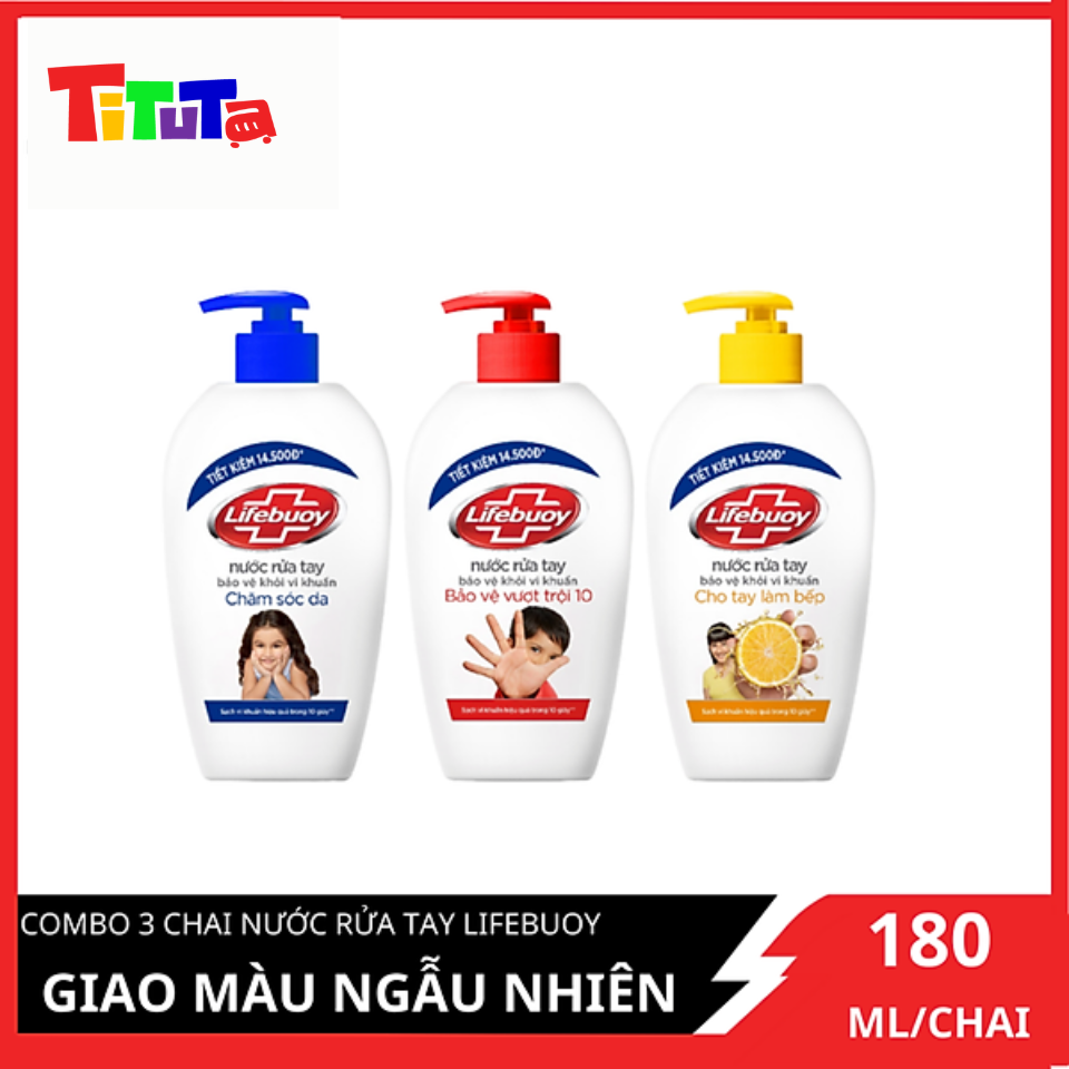 COMBO 3 chai Nước rửa tay Lifebuoy NRT 180g Giao màu ngẫu nhiên