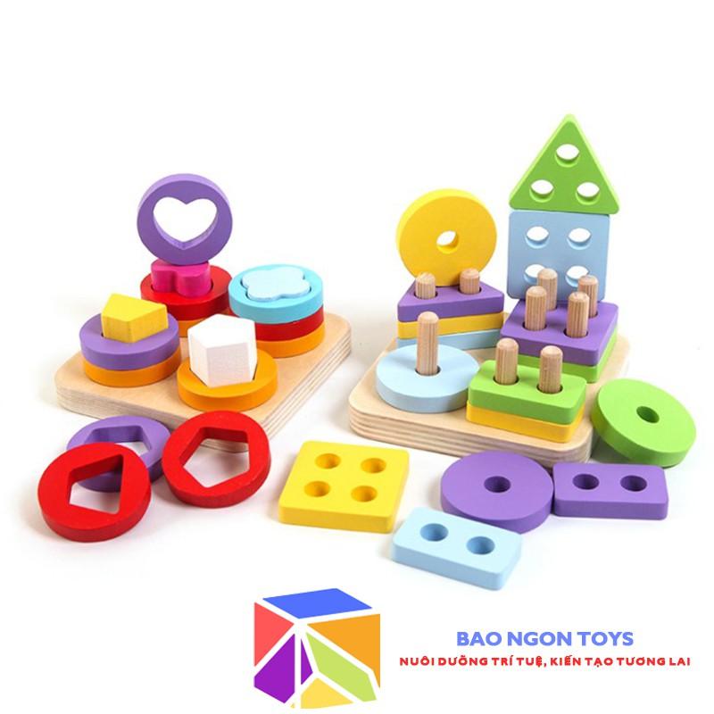 ĐỒ CHƠI GỖ PHÂN LOẠI VÀ XẾP HÌNH MONTESSORI GIÚP BÉ NHẬN BIẾT HÌNH DẠNG,MÀU SẮC