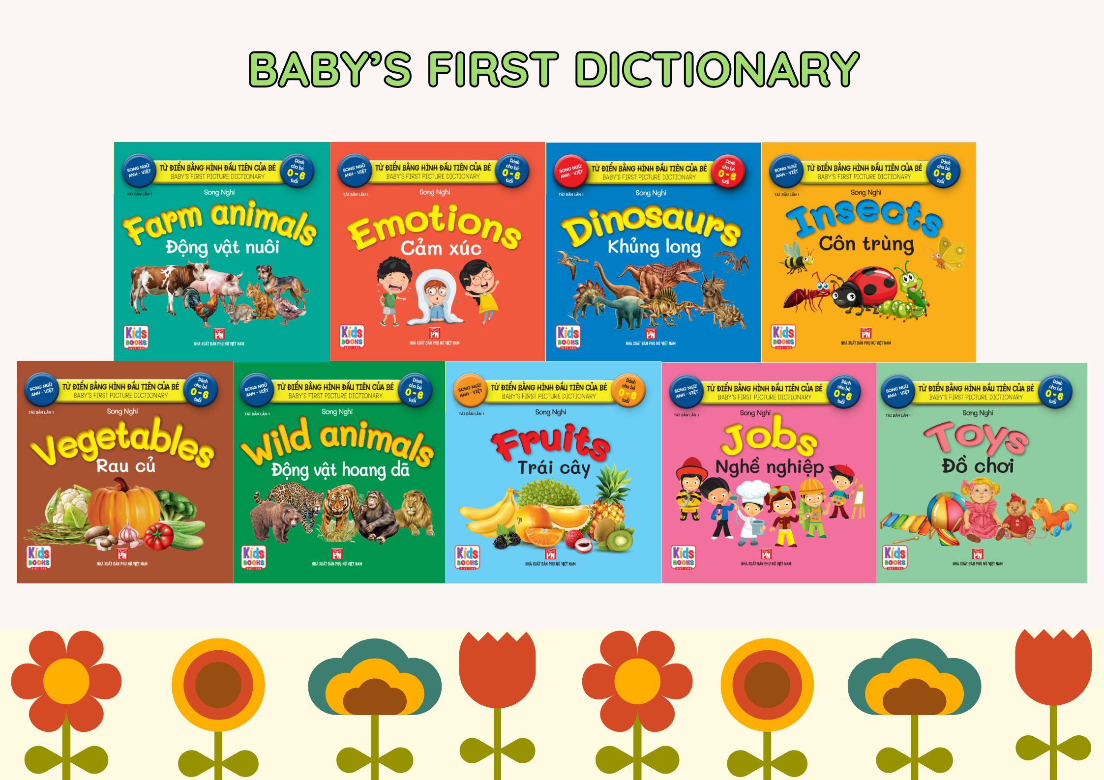 Bộ hộp Baby'first -   Từ điển bằng hình đầu tiên của bé - Trọn bộ 9 Chủ đề đa dạng cuộc sống quanh bé - 9 cuốn- Song ngữ Anh - Việt