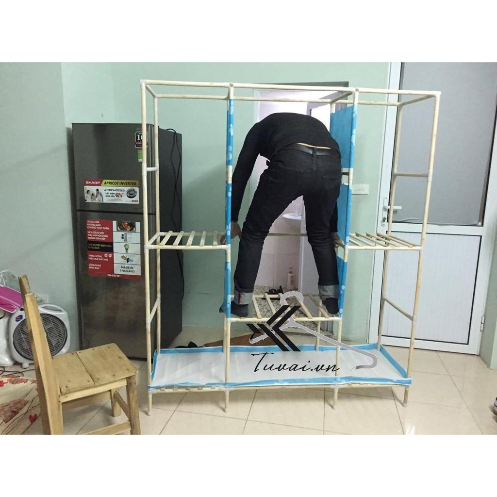 Tủ Vải Đựng Quần Áo 3D 3 Buồng 8 Ngăn