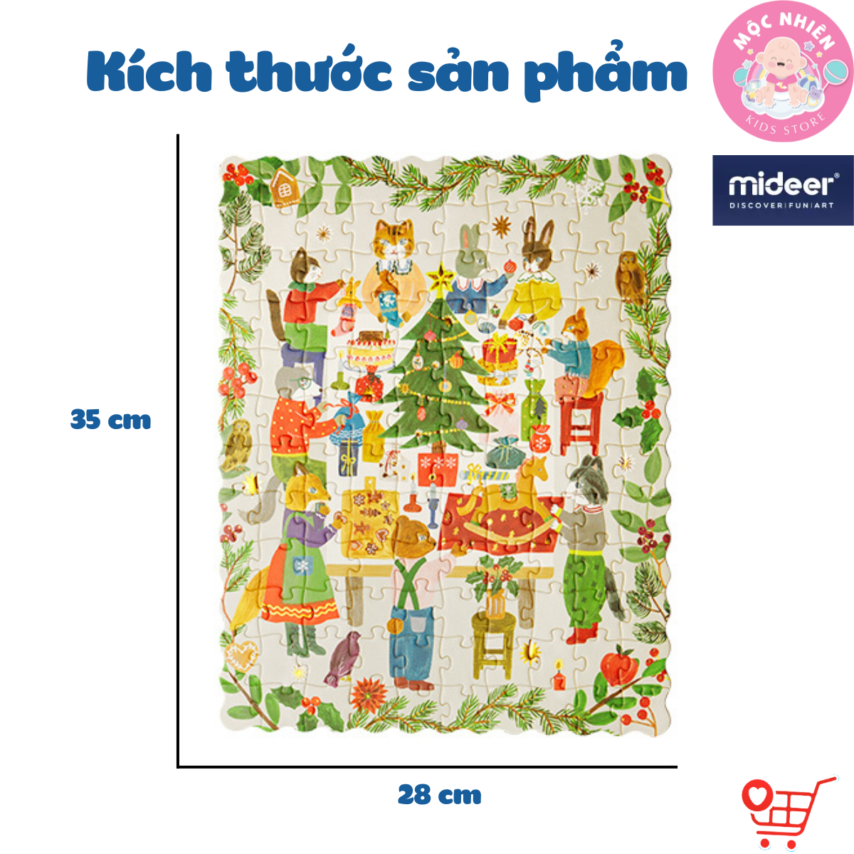 Đồ Chơi Xếp Hình Puzzle Chủ Đề Noel 2024 - Mideer Christmas Gift Box Puzzle - Đồ Chơi Giáng Sinh Cho Bé