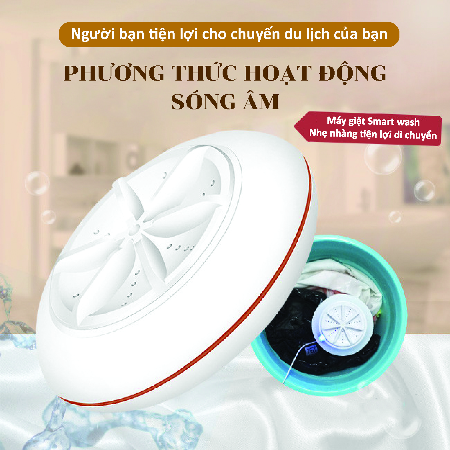 Máy giặt thông minh mini Smart Wash tiện lợi mang theo du lịch - Hàng nhập khẩu