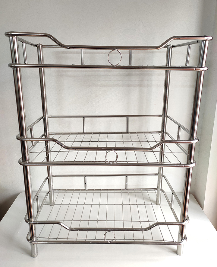 Kệ bát inox 3 tầng 50x30x66cm - kệ inox để chén bát - kệ để gia vị inox cao cấp