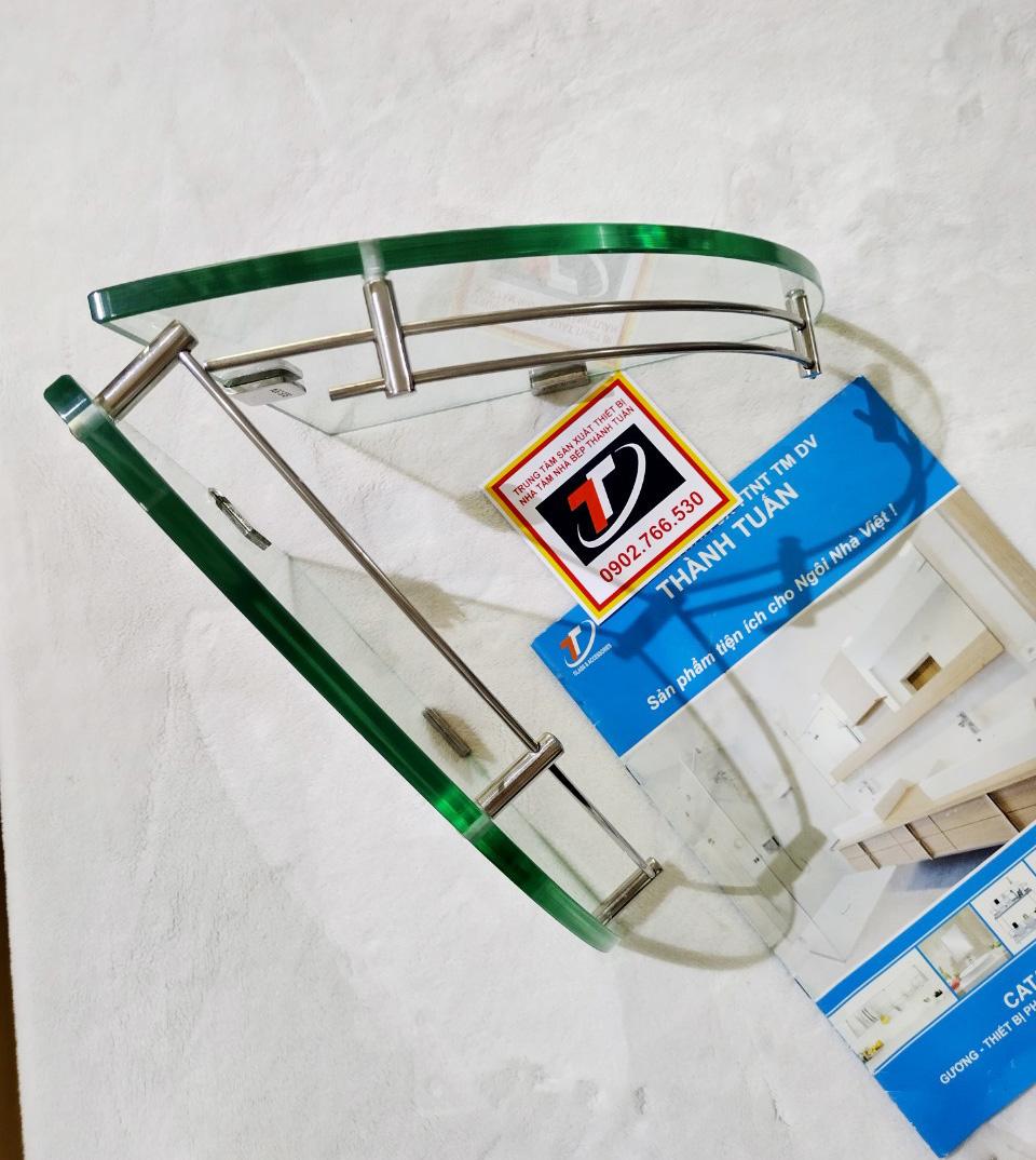 Kệ góc kính inox một tầng