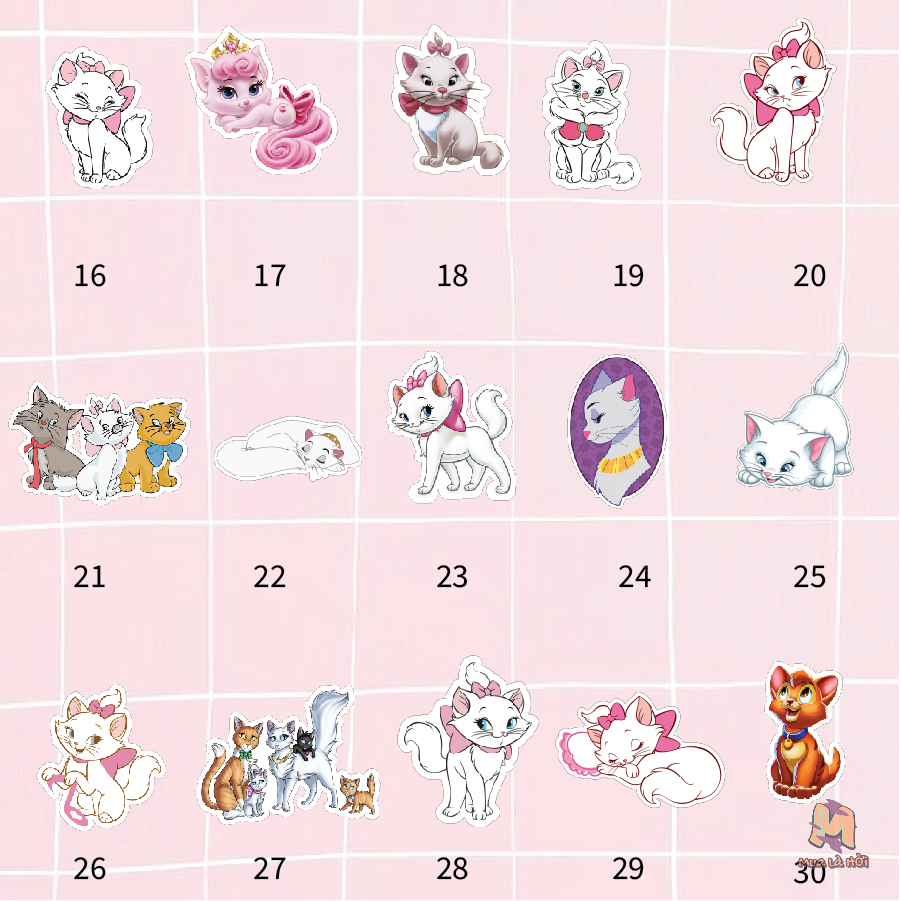 Miếng dán Stickers chủ đề Gia đình mèo quý tộc