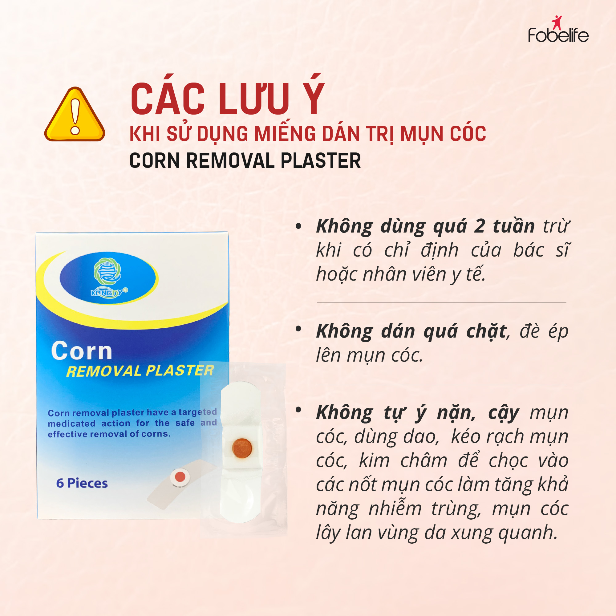 Miếng Dán Loại Bỏ Mụn Cóc Tại Nhà Corn plaster KangDi Fobe - hộp 6 miếng