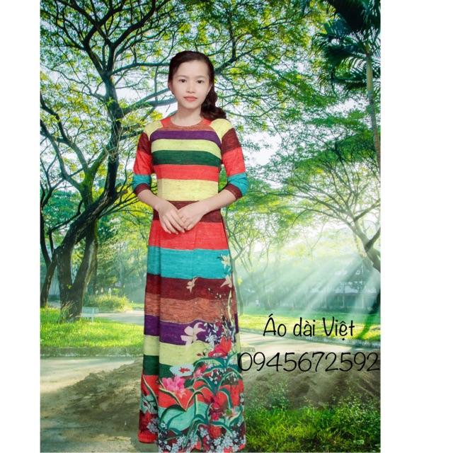 Áo dài lụa may sẵn in 3D