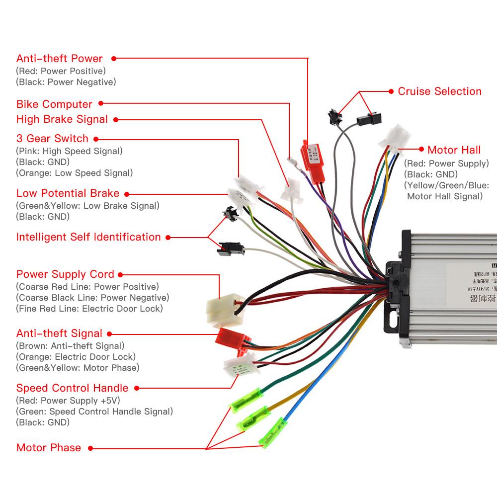 350W 36/48V Universial Brushless Controller for Electric Bicycle Electric Scooter